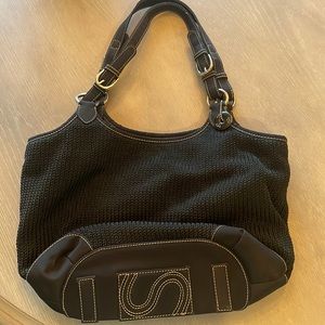 The Sak black crochet bag with nylon trim